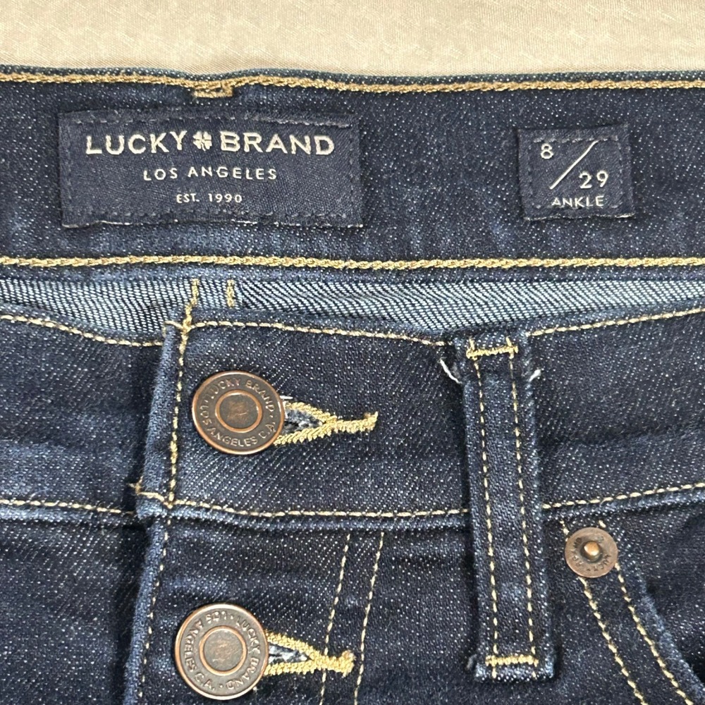 Lucky Brand Bridgette High Rise Skinny Ankle Jeans Button Fly Size 8/29 Indigo - Picture 6 of 11